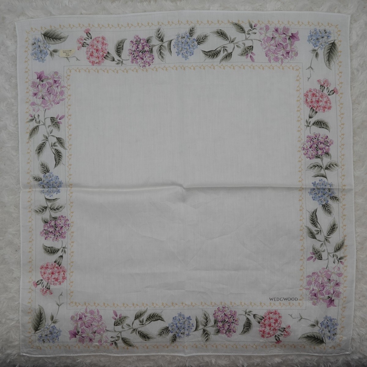 M141 WEDGWOOD White Flower Cotton Scarf Scarves Pocket M141 WEDGWOOD White Flower Cotton Scarf Scarves Pocket