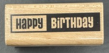 Happy Birthday Word Phrase Greeting Modern Font Border Style Wood Rubber Stamp