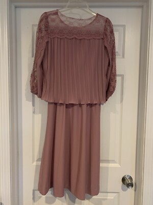 Vintage Women s Good Times Brand 1970 s Accordion Pleated Top Dress Rose Pink