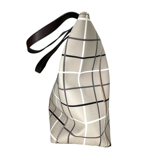 Fossil Devon Gray Plaid Tote Purse Shopper - Picture 4 of 8