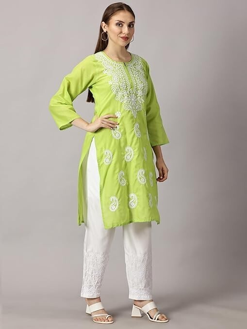 Women's Traditional Lakhnavi Chikankari Embroidery Daily Wear - Main Image