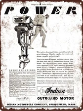 1930 Indian Silver Arrow Outboard Motors Motorcycle Comp Metal Sign 9x12" A959