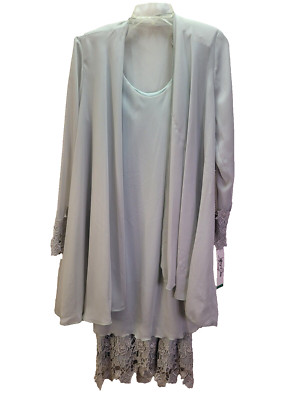 Jeffrey & Dara light sage green 2 piece Mother Of The Bride dress sheer and lace