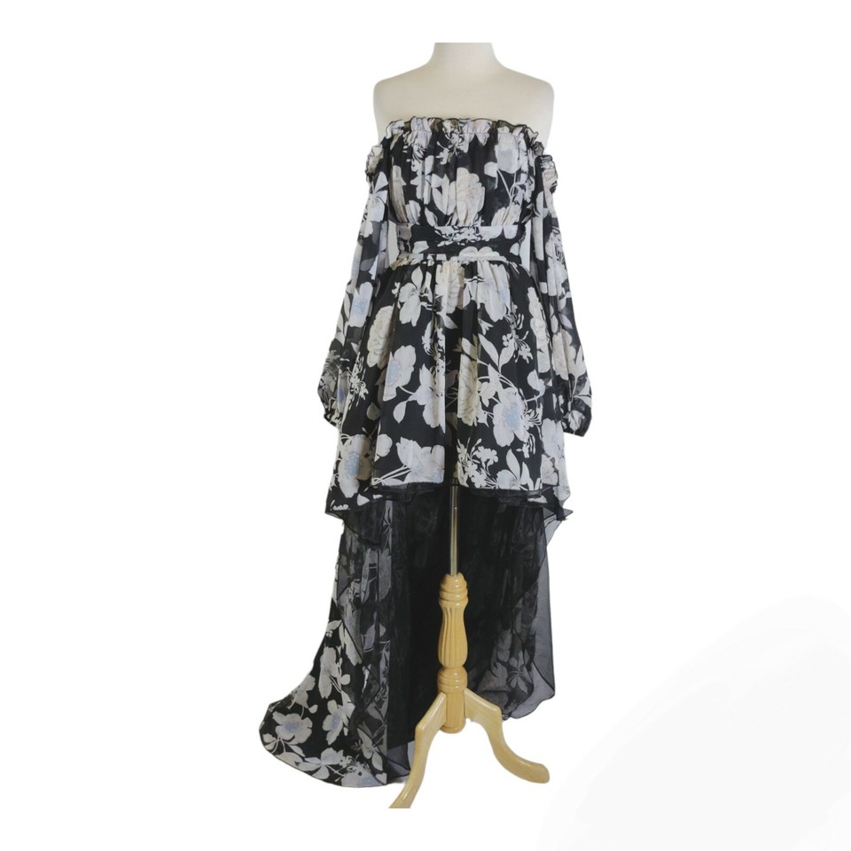 Asilio Women Size 8 Black White Tulle Mini Dress Hi Lo Dress Bridgerton Romantic