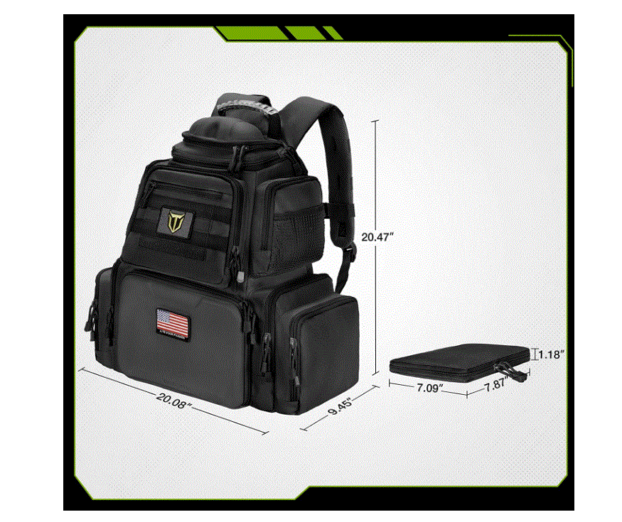 LARGE Tactical Pistol Backpack Gun Bag Shooting Range Firearm Ammo ...