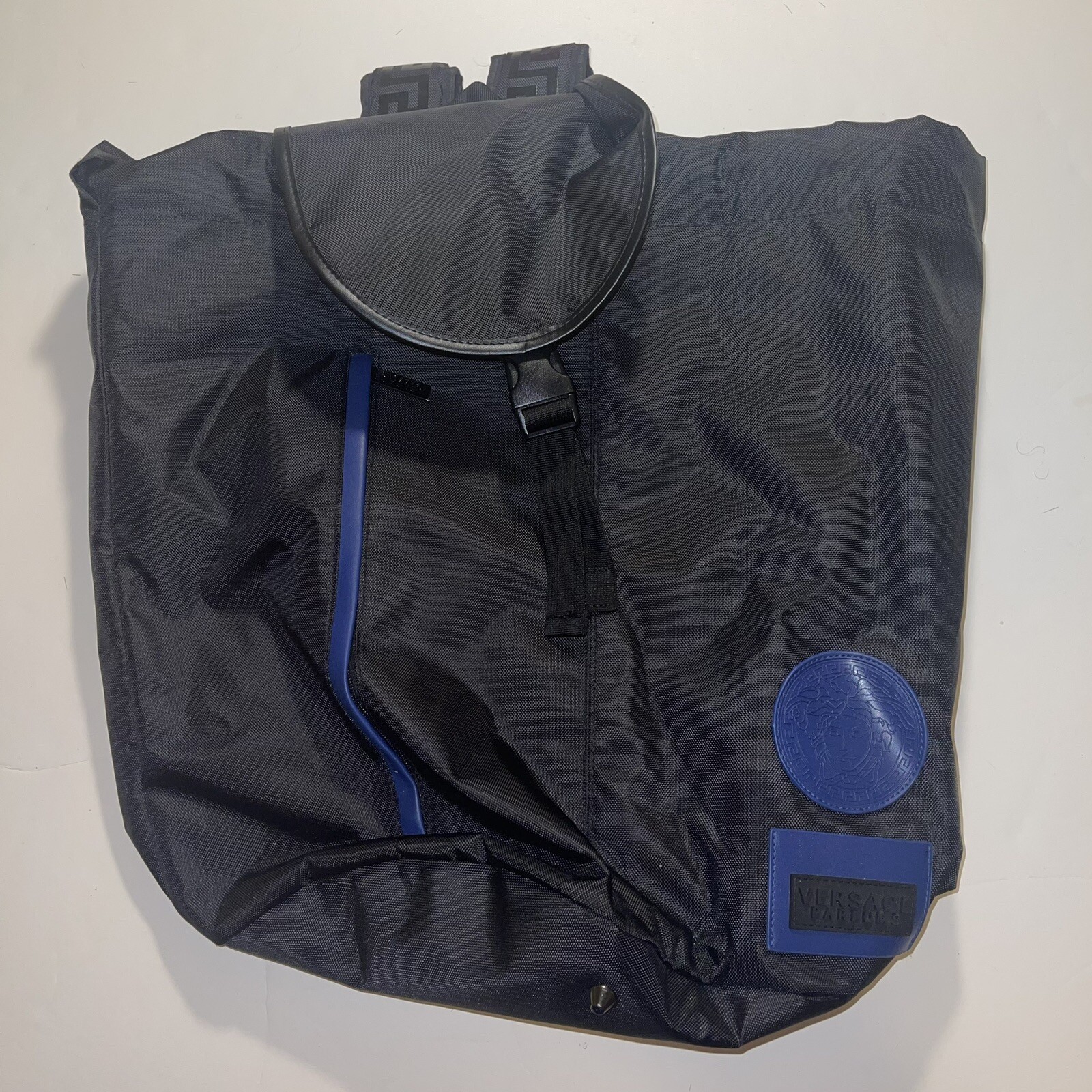 Versace Parfum Drawstring Backpack Blue Black Med… - image 1