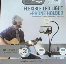 FLEXIBLE LED LIGHT PHONE HOLDER 10 Levels of Brightness 3 Color Modes