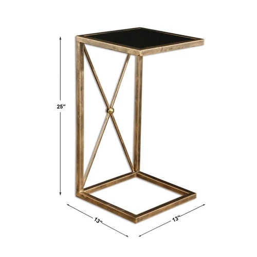 Uttermost Zafina Contemporary Iron and Glass Side Table in Gold/Black - Picture 4 of 4