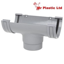 Polypipe 150mm Large Half Round Gutter Running Outlet in Black or Grey RL605