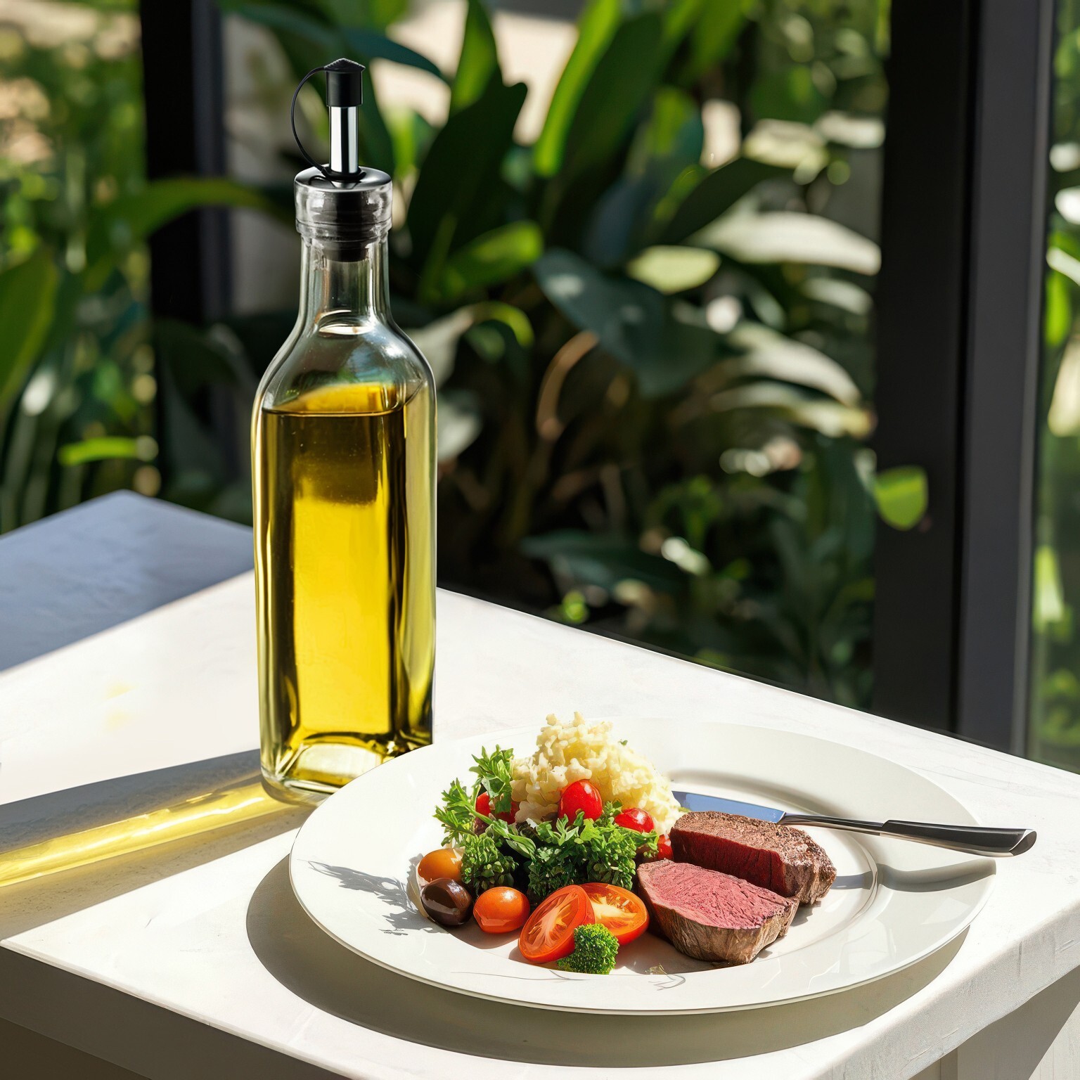 Dispenser Bottle&ndash;refillable Glass Container For Olive Oil & Sa