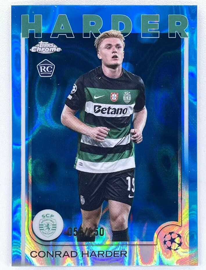Conrad Harder 2024-25 Topps Chrome UEFA Blue Lava Refractor 054/150 RC #177