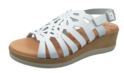 Dorking Sandalias Para Mujer Con Cuña Piel Blanco D8159 | eBay