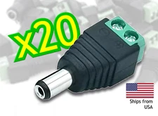 20Pcs DC Power Male Barrel Plug Connector 2.1 x 5.5 mm Terminal Jack