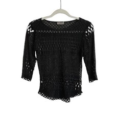 Vintage Y2K Evolution Womens Lace Mesh Sheer Top Black Whimsigoth Fairy Grunge S