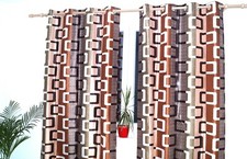 Extravagant Indian curtains with 8 silver eyelets in brown - 260 x 125 cm HxW