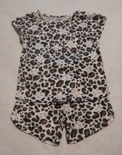 NWT Old Navy Kitty Cat Leopard Print Short Pajamas PJs 2PC 3T Toddler Girl