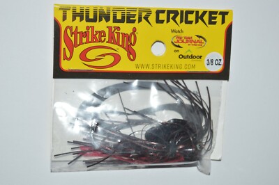 strike king thunder cricket bladed bass vibrating jig 3/8oz black widow red