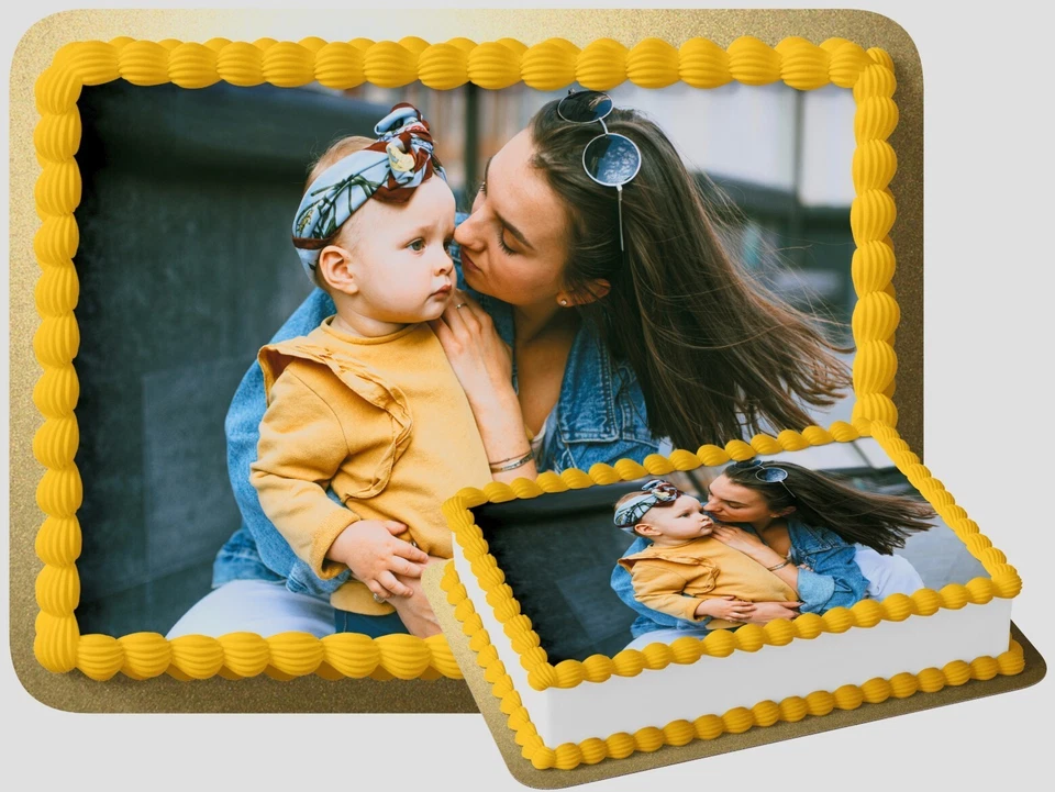 Personalisierter Tortenaufleger mit Foto Essbare Tortendeko für Geburts Hochzeit - Bild 2 von 4