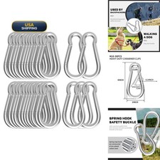 30-Pack M10 4-Inch Galvanized Steel Carabiner Clips Heavy Duty Spring Snap Hooks