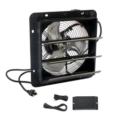 10'' Wall Mount Attic Fan Shutter Exhaust Fan For Greenhouses With Controller