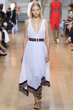 OSCAR DE LA RENTA White Midi Dress Asymmetric Floral Perforated Runway 6 MED NWT