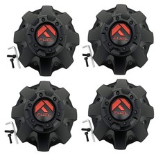 Fuel Matte Black Red Emblem Wheel Center Cap Set of 4