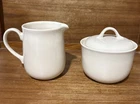 Vintage Corning Ware Creamer & Sugar Bowl Set White USA Minimalist Cottage Core