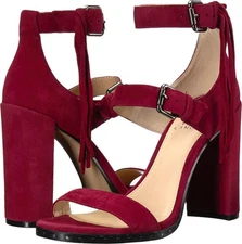 Womens Vince Camuto 7M Double Strap Jesina Samba Tassel Open Toe Shoes Burgundy