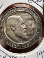 1911 F German Empire Drei Mark 3 Mark 25th Anniversary Wedding 90% Silver 