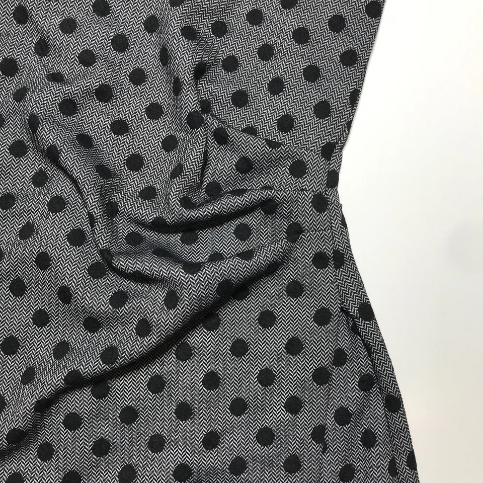 Vestido Vaina Talbots Para Mujer XS Gris Negro Lunares Espiga Ponte Mangas 3/4 Foto 4 de 4