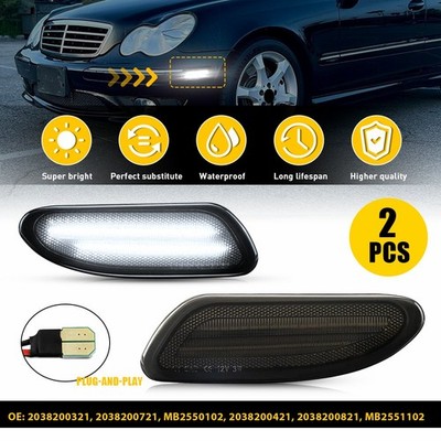 2X Fit Mercedes Benz W203 C350 2006-2007 Smoked White LED Side Marker Light EOT