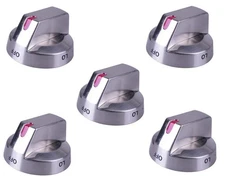 5-PACK Top Burner Control Dial Knob Range Oven replacement Stainless Steel Co...