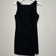 Vintage 90s B. Smart Black Mini Dress Side Slit Y2K Bodycon Sheath USA 11/12