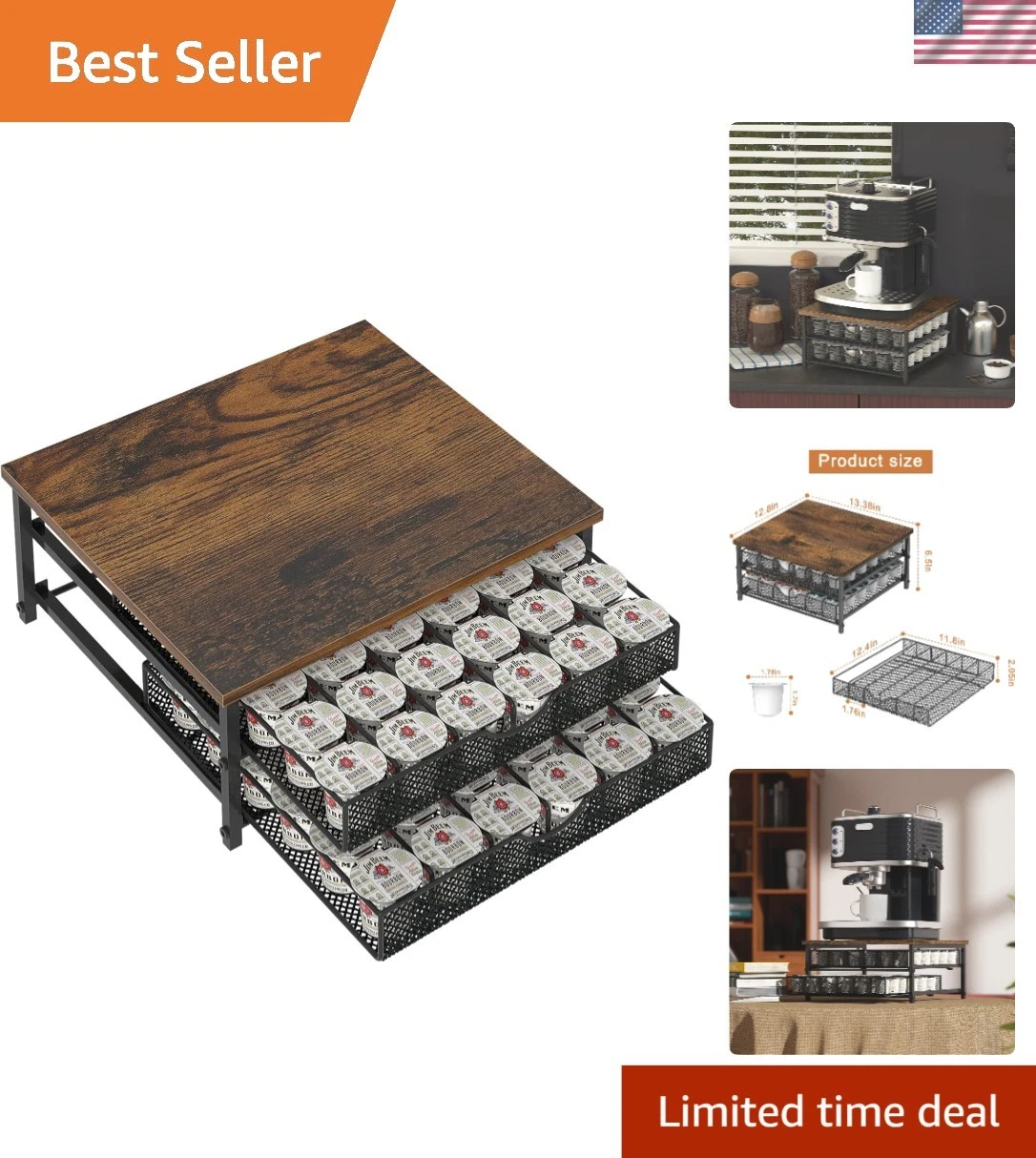 Elegant Coffee Pod Holder with 72 Capacity for Stylish Kitchen Organization
