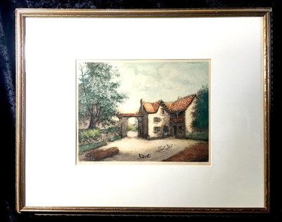 1937 Beautiful French Colored Etching Wall Art Hand Signed Pierre Lamonte