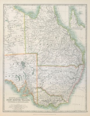 OSTAUSTRALIEN. Queensland, New South Wales & Victoria. JOHNSTON 1915 Karte