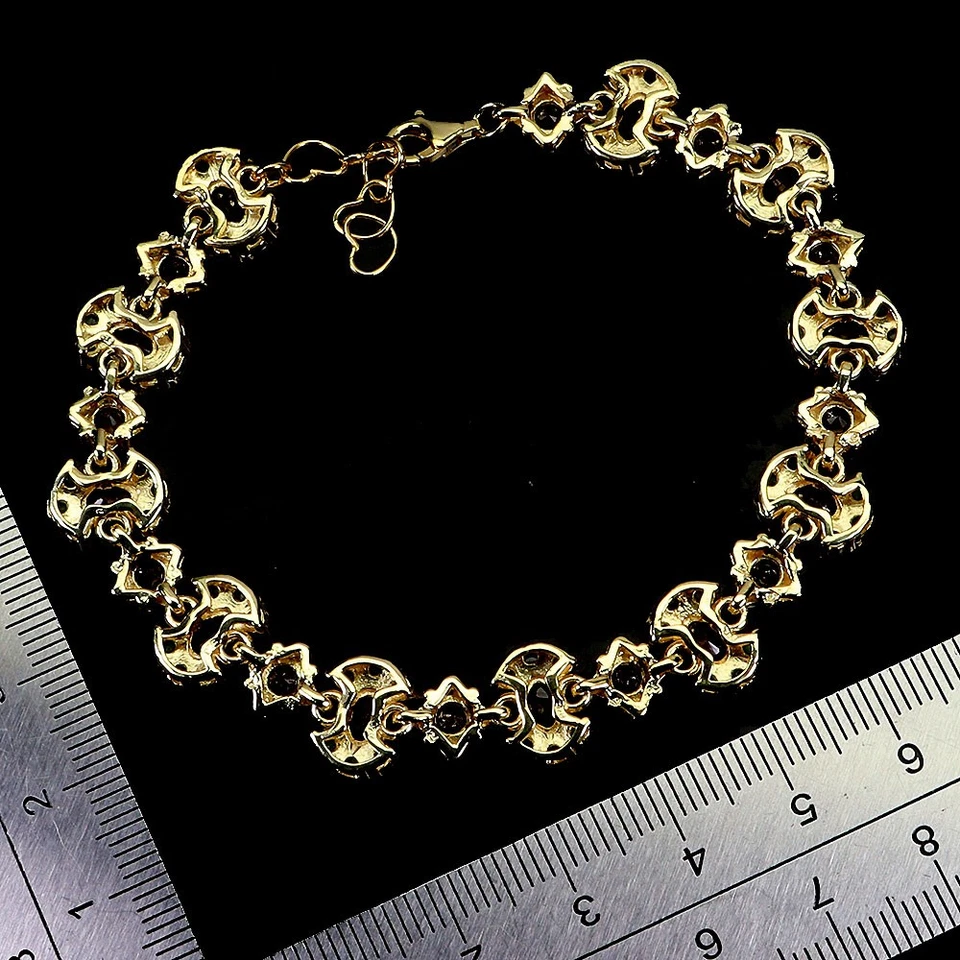 925 Sterling Silber Armband Oval Rubin 6x4mm Smaragd Edelstein Schmuck 19.1cm - Bild 3 von 4