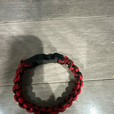 Red  Black Braided Paracord Cord Bracelet, Nylon, Buckle Closure