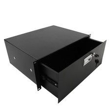 19" 4U Steel Plate DJ Drawer Equipment Cabinet with Keys Black