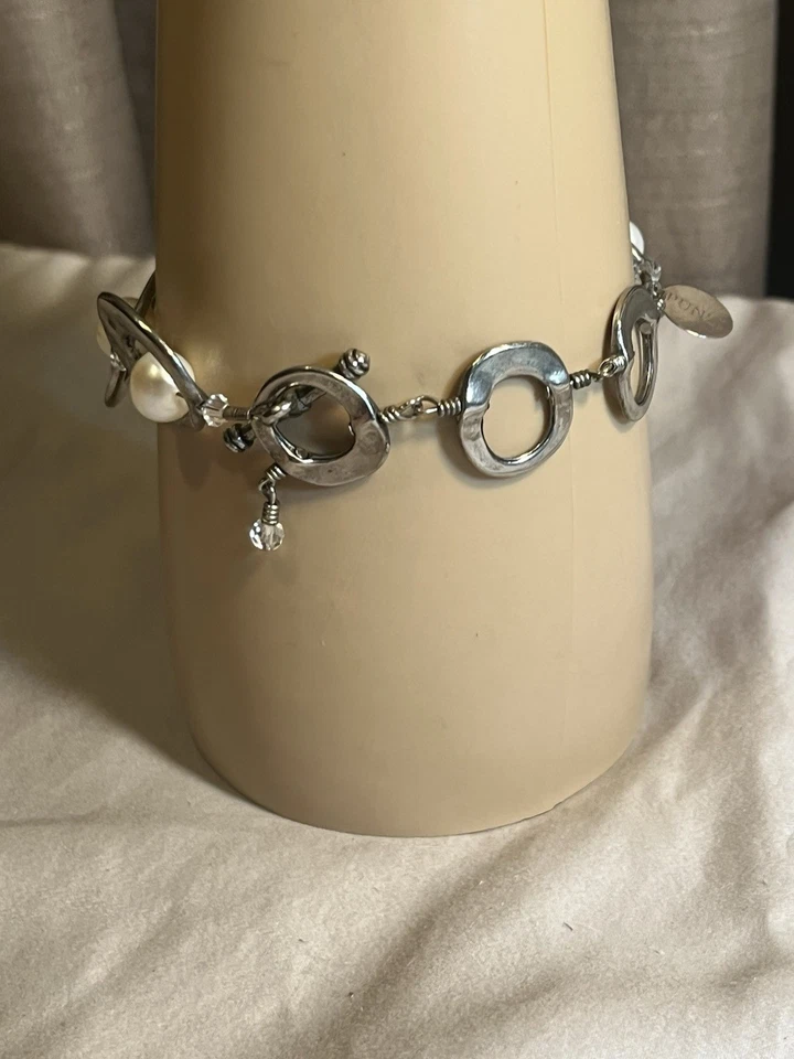 Nina Punzi Pewter 水晶和正品珍珠手链 — 第 3/4 张图片