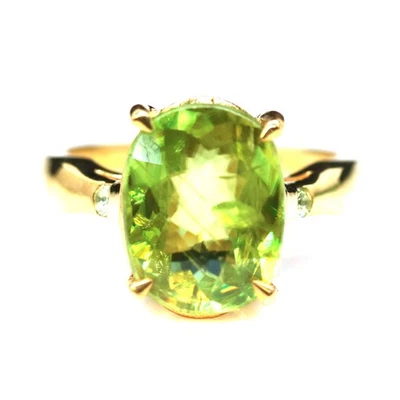 925 Sterling Silber Sphene Peridot Ring, Oval, Grün, Größe 6, 9 x 12 mm - Bild 1 von 4