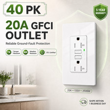 20A GFCI Outlet Tamper Weather Resistant GFI Receptacle LED ETL Listed 125V 40PK