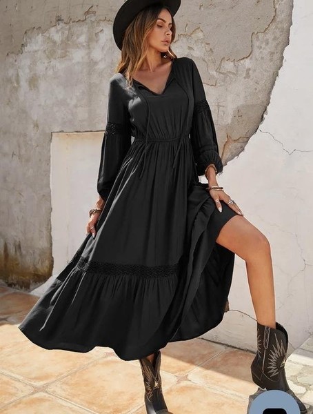 Women Rusttydustty Dress Black Viscose XXL