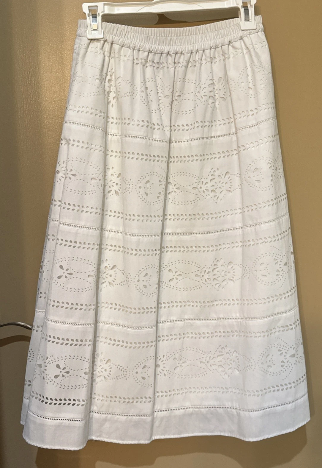 J.Crew White A-Line Laser Cut Skirt Size 0