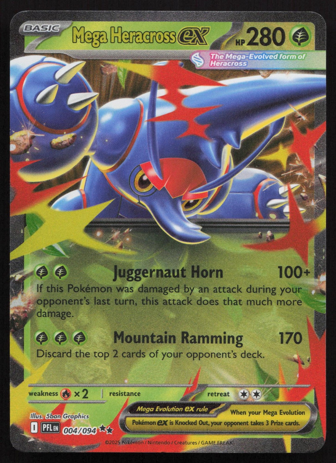 Mega Heracross ex 004/094 PFL Phantasmal Flames Pokémon - LP
