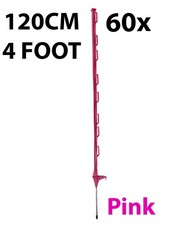 60 x 4 stopy (120cm) Ogrodzenie elektryczne Różowe Poly Słupki Ogrodzenie Lina taśmowa