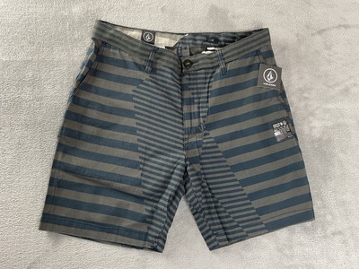 VOLCOM STONE GRAPHITO SHORTS Men s Sz 32 Blue Gray Stripe Casual Walking NWT NEW