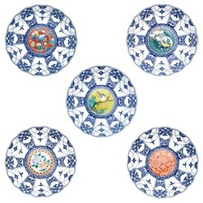 Kutani Ware Blue Small Plate Set of 5 Porcelain 5.5in Japanese Tableware