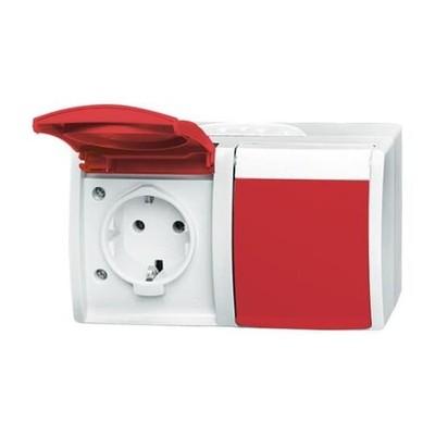Busch-Jaeger 20/2EW/DVN-54 SCHUKO Steckdose 2-fach mit roten Klappdeckel ocean