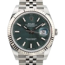 ROLEX Datejust 41 126334 Mint Green Baton Dial Jubilee Bracelet 2024 B&P